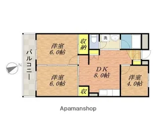 市川カトレアハイツうぶすな【105号室】の間取り