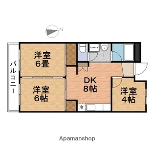 市川カトレアハイツうぶすな【104号室】の間取り