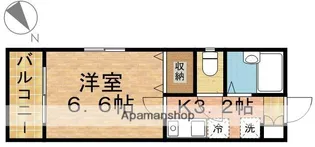 フジサンパレス南八幡【102号室】の間取り