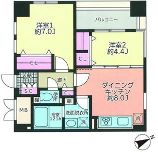 SUNSPRINGTOWER【2階】の間取り