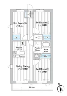コートブリーズ船橋中山【1階】の間取り