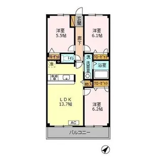 ベルサンモール【7階】の間取り