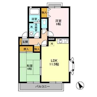 サニーコート田辺 B【1階】の間取り