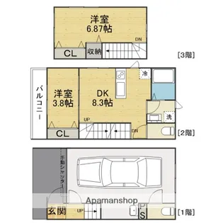 千葉県市川市平田3丁目【テラスハウス】の間取り