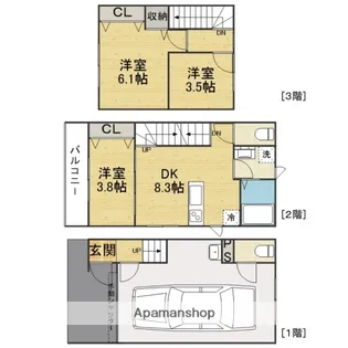 千葉県市川市平田3丁目【テラスハウス】の間取り