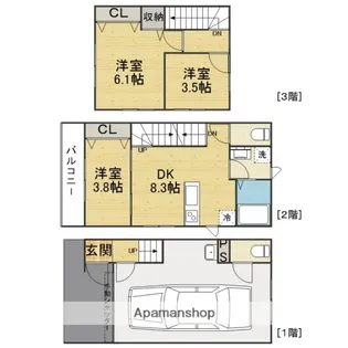 千葉県市川市平田3丁目【テラスハウス】の間取り