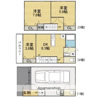 千葉県市川市平田3丁目【テラスハウス】の間取り