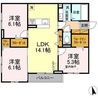 グランテージ海神A【2階】の間取り