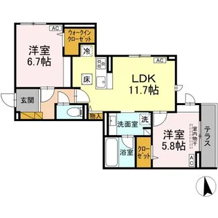 ラ・ペッシュ【1階】の間取り