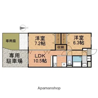 アーベルパークサイド【102号室】の間取り