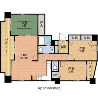 ドエル市川参番館【3F号室】の間取り