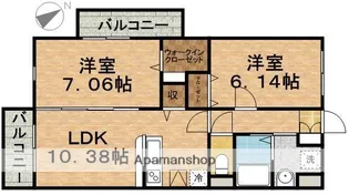ヴェールメゾン弐番舘【101号室】の間取り