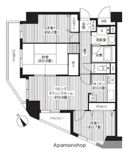レ・ソール本八幡【6階】の間取り