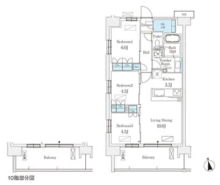 スカイグランデ津田沼【10階】の間取り