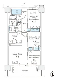 スカイグランデ津田沼【1階】の間取り