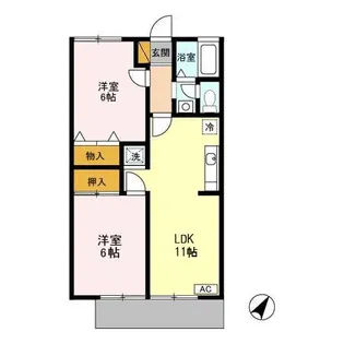 レジデンスヒルトップ III【1階】の間取り