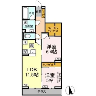ラ・ペッシュ【1階】の間取り