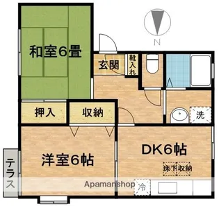 石橋ハイツB【1階】の間取り