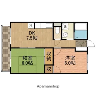 ニューパル皆川(農協)【105号室】の間取り