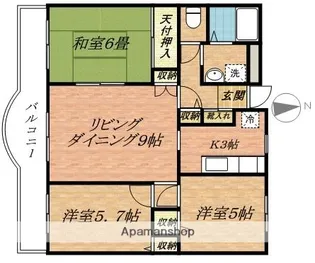 ディアコート市川【3階】の間取り