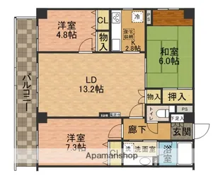 コスモプラザ行徳【102号室】の間取り