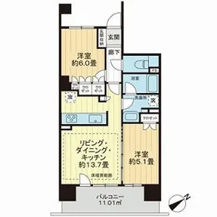 ライオンズ市川国府台レジデンス【9階】の間取り
