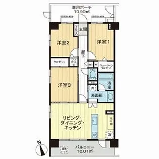ライオンズガーデンシティ船橋【4階】の間取り