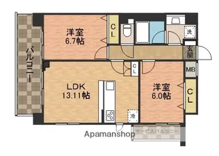 桜テラス【301号室号室】の間取り