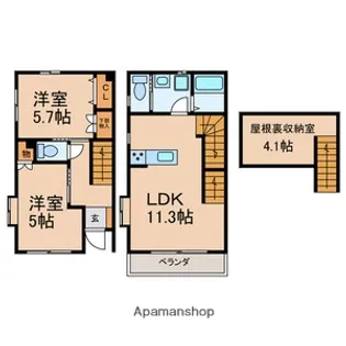 SOUVENIR YAMATO (スーヴエニールヤマト)【A号室号室】の間取り