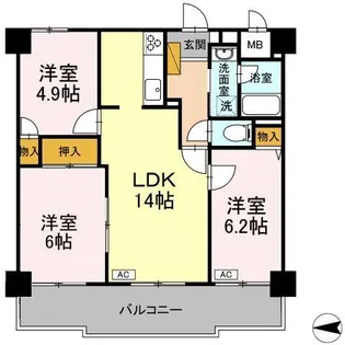 フジヴェール法蓮寺山【2階】の間取り