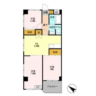 フロントアイランドハイツ【2階】の間取り