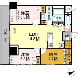 サンジョイアゼロ【6階】の間取り
