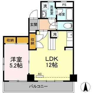 ハイフラットワン【9階】の間取り