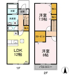 東京都江戸川区北葛西4丁目【テラスハウス】の間取り