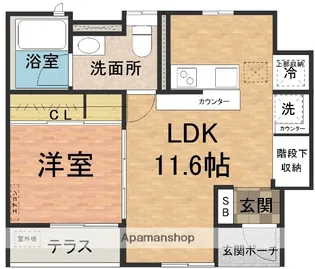 カーザ キアリアⅡ【1B号室】の間取り