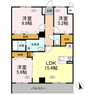 カスタリア西船橋II【5階】の間取り