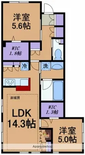 オルティエノワール【1階】の間取り