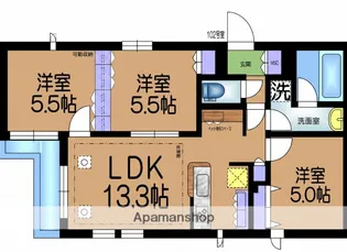 オルティエノワール【1階】の間取り