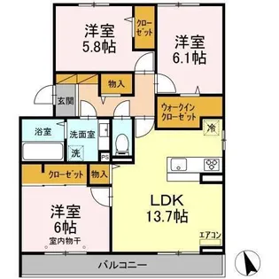 グランテージ海神H【3階】の間取り