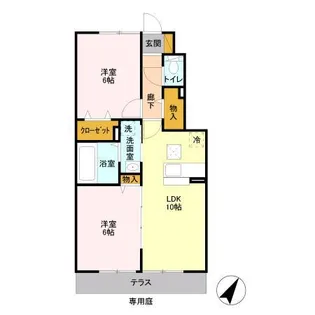 フローラハイツ参番館【1階】の間取り