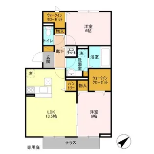フルール ポワール【1階】の間取り