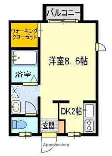 ジュネスアマヌマ【206号室】の間取り