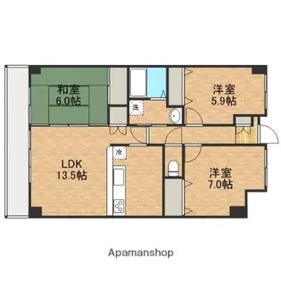 フレラヴィーヌ北本町【2階】の間取り