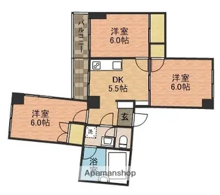 船橋グリーンランドビルⅡ【502号室】の間取り
