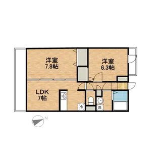 2LDKの間取り画像
