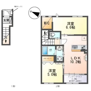 スカイブルームナツミ(SKY BLOOM NATSUMI)【2階】の間取り