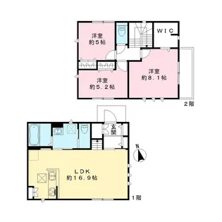 千葉県船橋市北本町2丁目【一戸建】の間取り