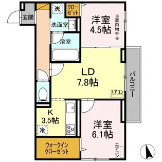 グランテージ海神G【2階】の間取り