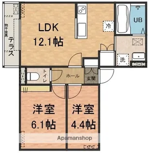 グランデイル【101号室】の間取り