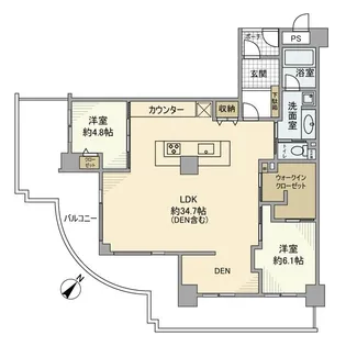 プローラ津田沼【14階】の間取り